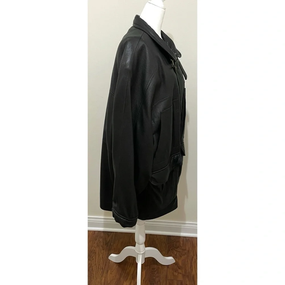 Vintage Men's Marco Pierguidi Black Leather Jacket, Size
